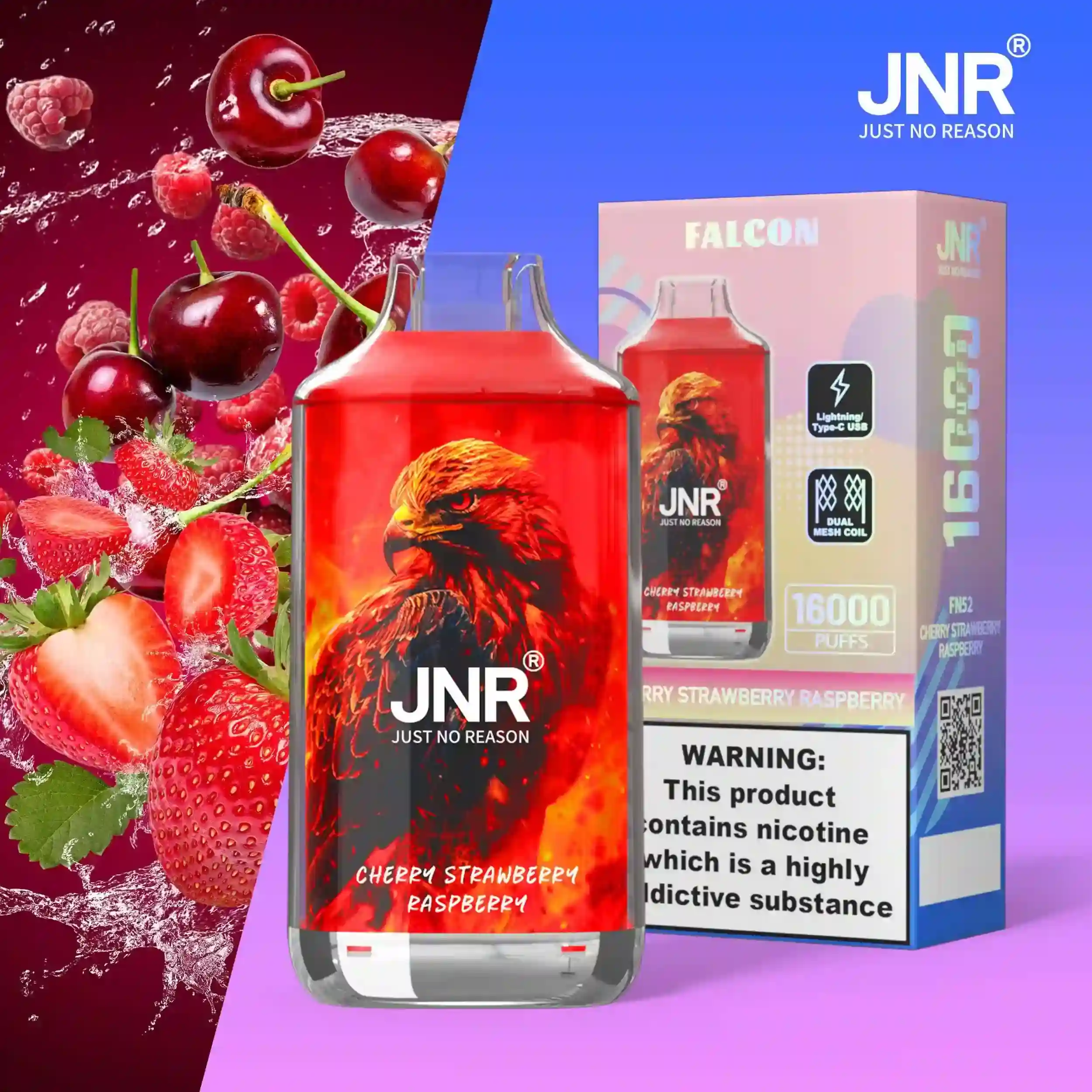 Puff JNR Falcon 16K Cherry Strawberry Raspberry