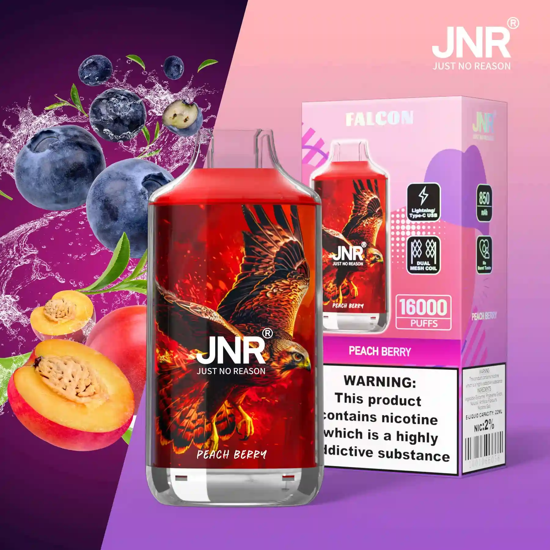 Puff JNR Falcon 16K Peach Berry