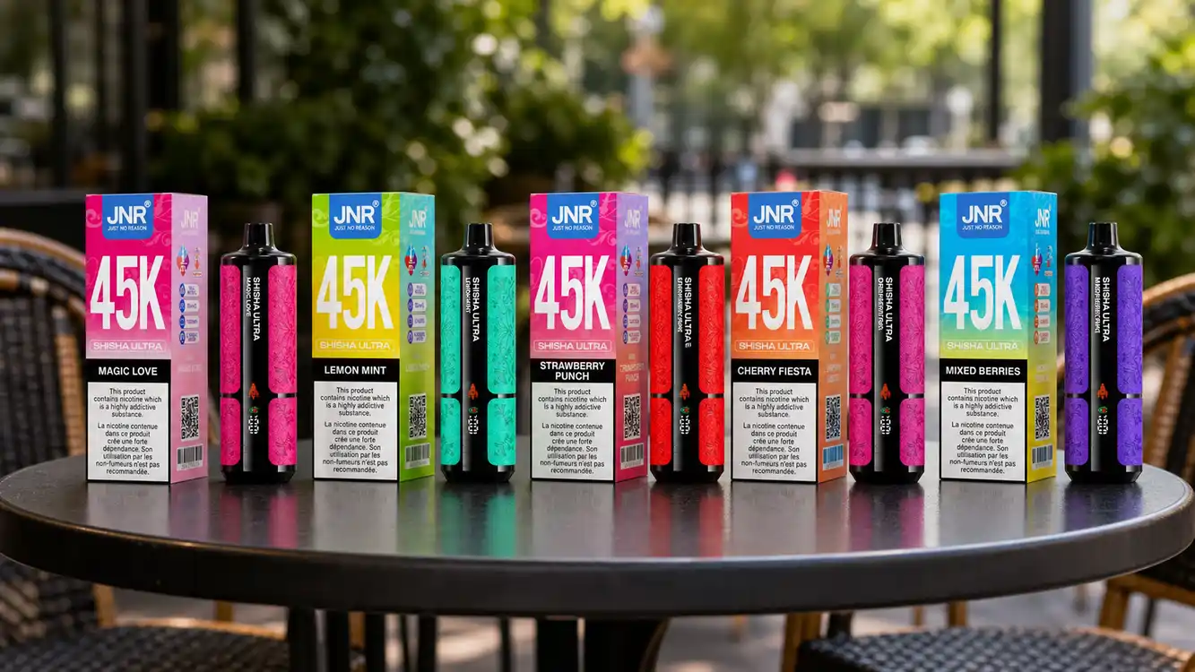 Séquence en 5 étapes : déballage, réglage airflow, recharge USB-C, tirage DTL, recyclage DEEE